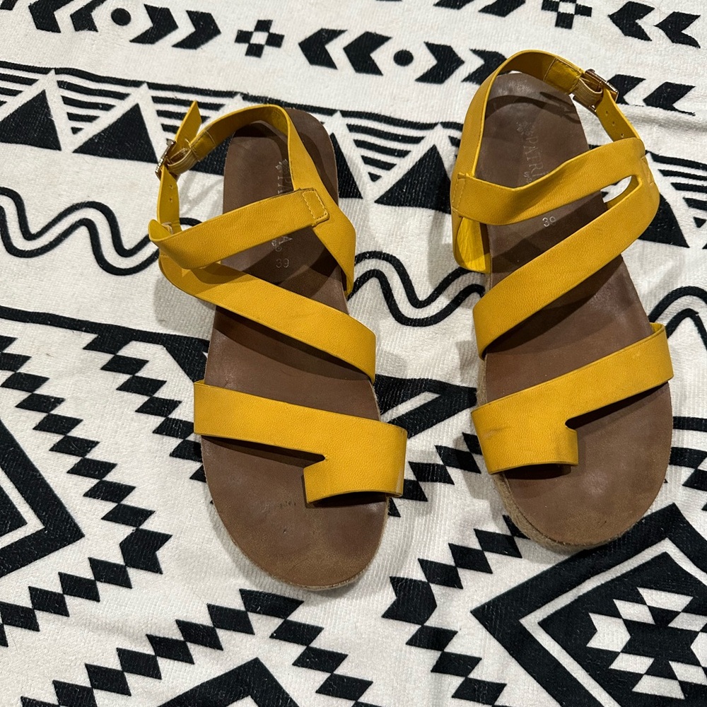 Yellow Strappy Sandals